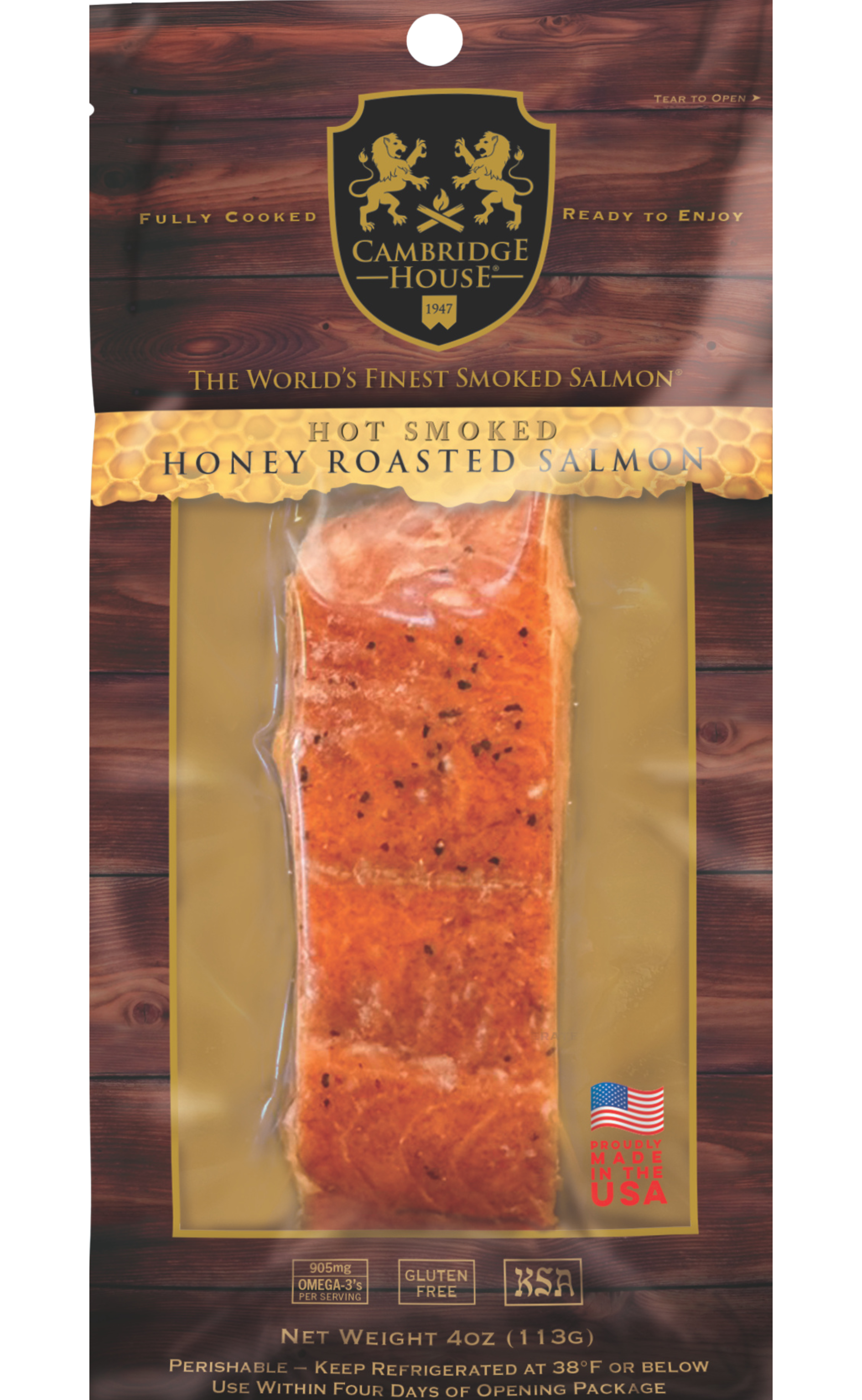 Hot Smoked Honey Roasted Salmon 4 ounce 4oz
