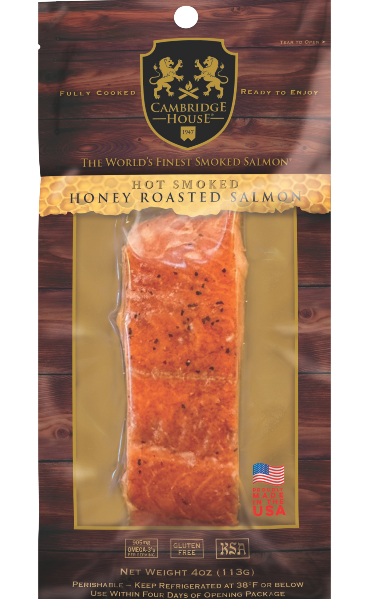 Hot Smoked Honey Roasted Salmon 4 ounce 4oz